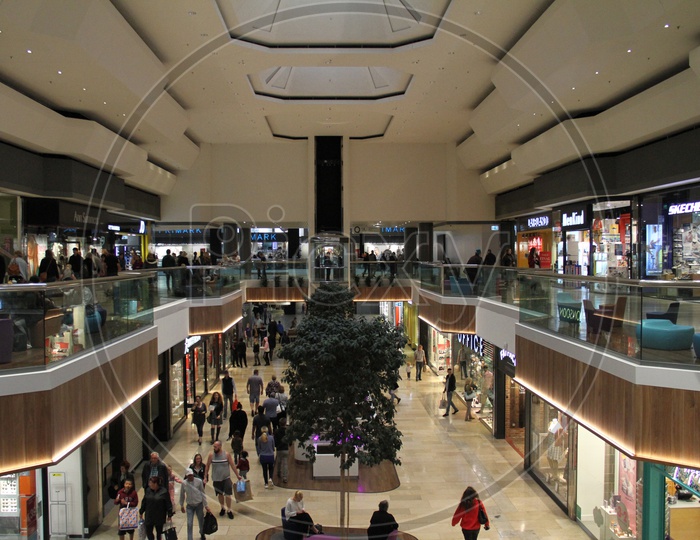 London Shopping Mall with Crowd inside