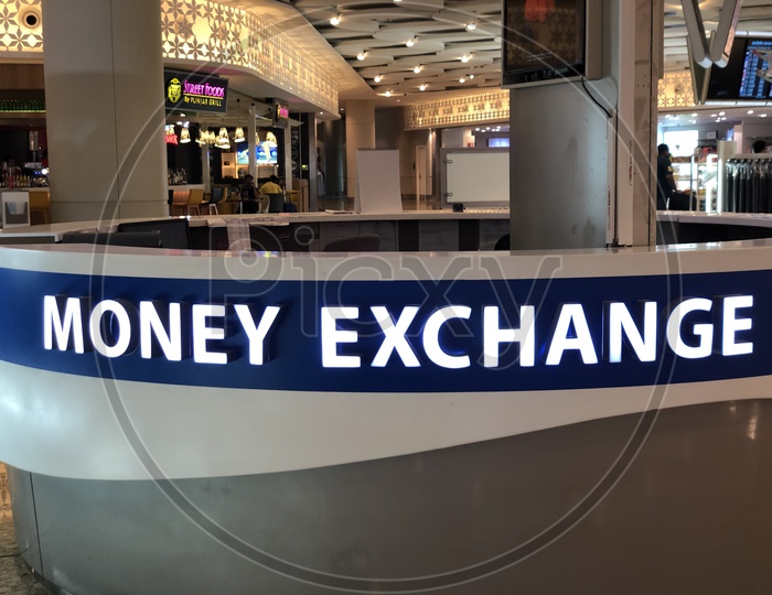 Money Exchange or Foreign Exchange Counters in Airport terminals