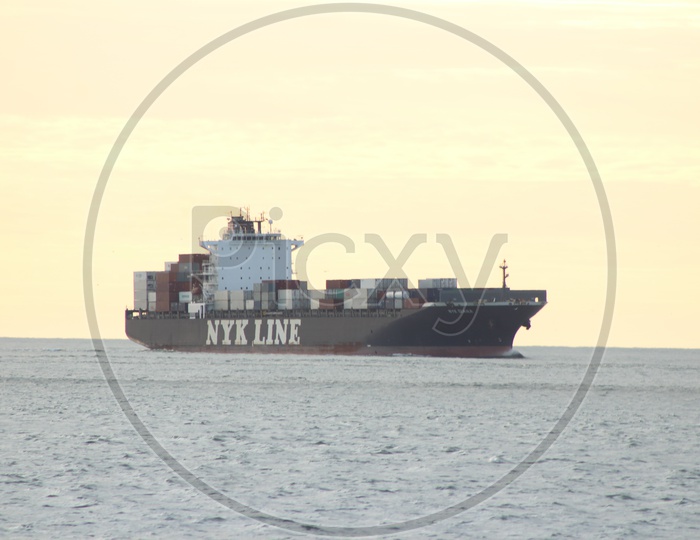 NYK Line ship moving on the sea