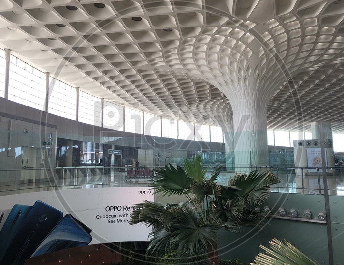 Architectural View Of Mumbai Airport  Terminal 2 Ceiling With Design