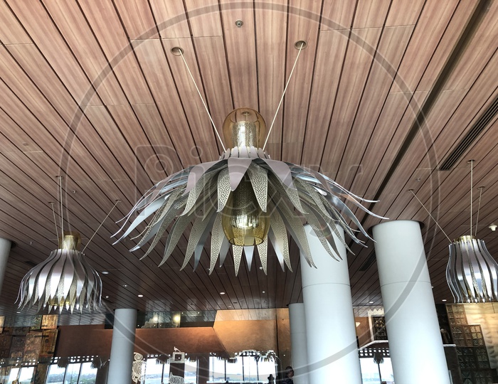 Chandelier To Airport Ceiling At Terminal 2 of Mumbai Airport