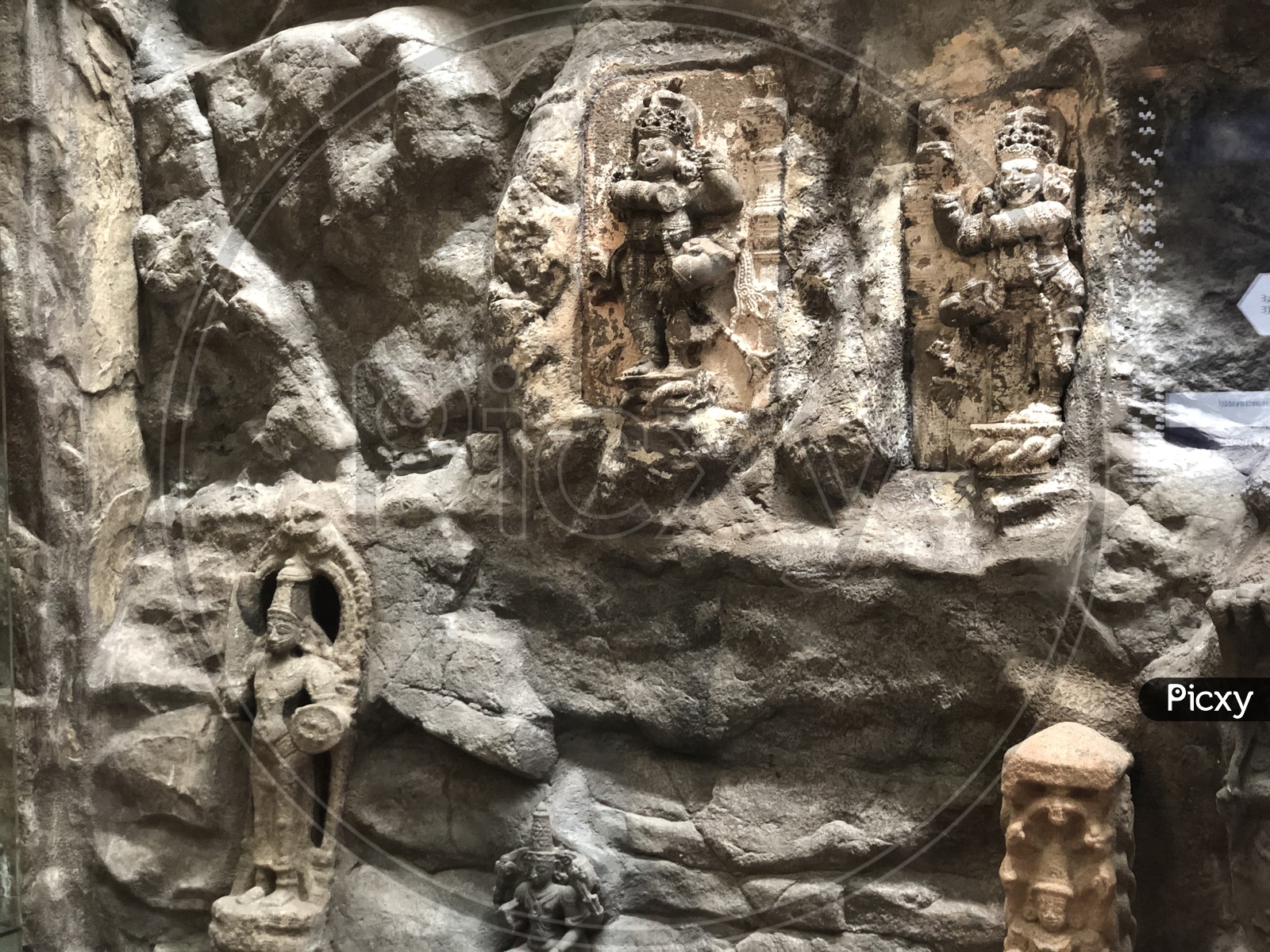 The Scared Cliff With India  Hindu Gods Sculptures
