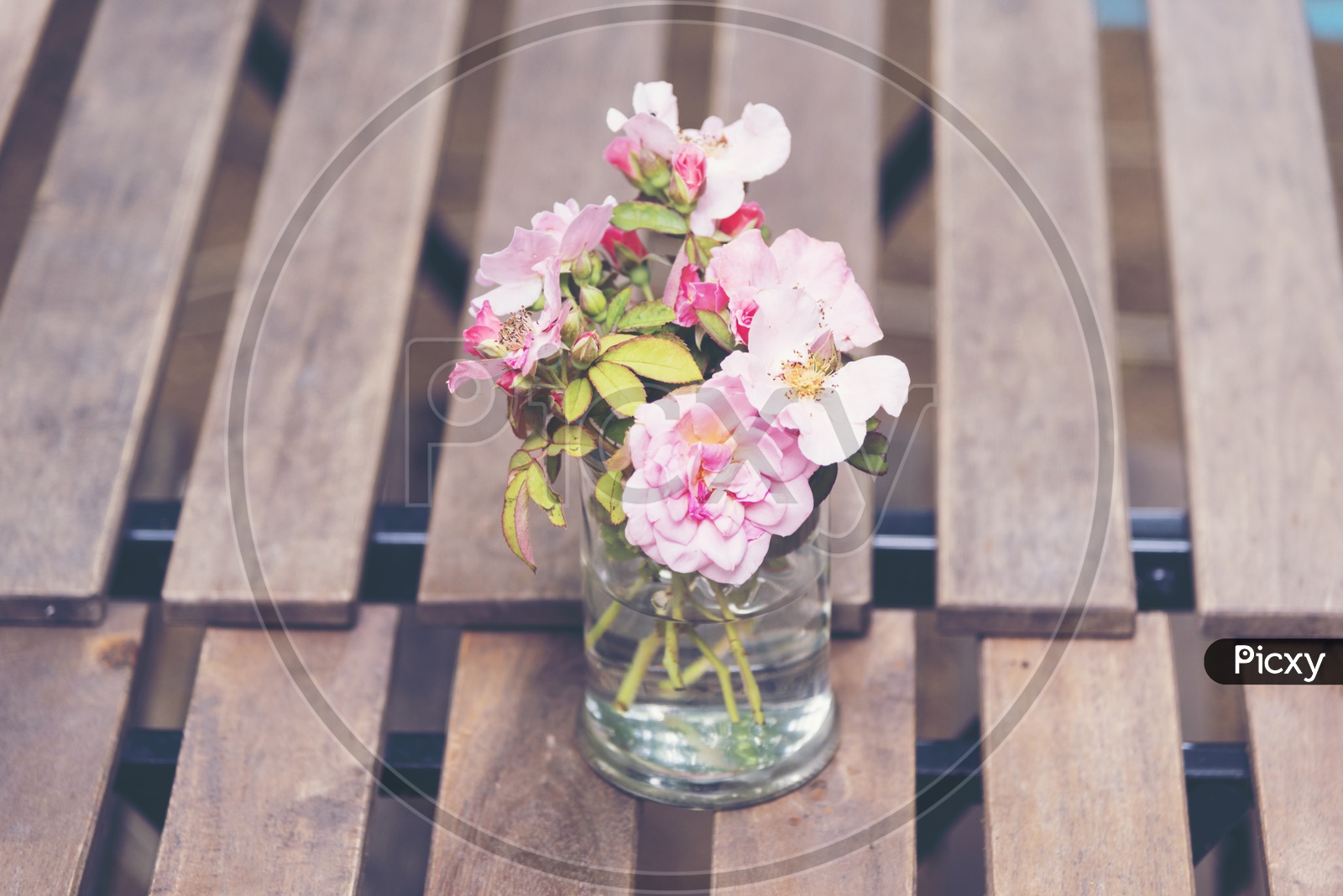 Flower Vase With Beautiful Flowers on a Cafe Table