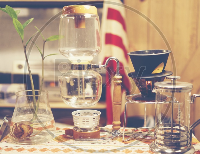 Coffee Brewing Methods, vintage filter image