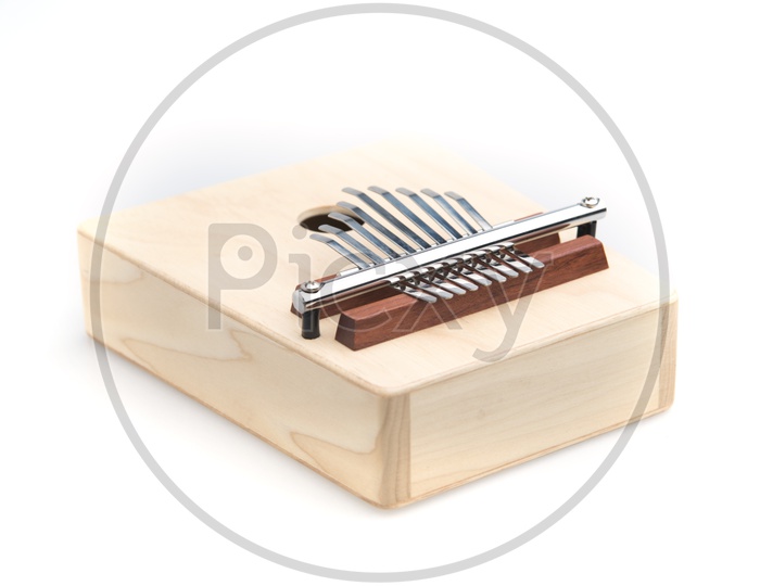 African Musical Instrument Kalimba  On an Isolated White Background