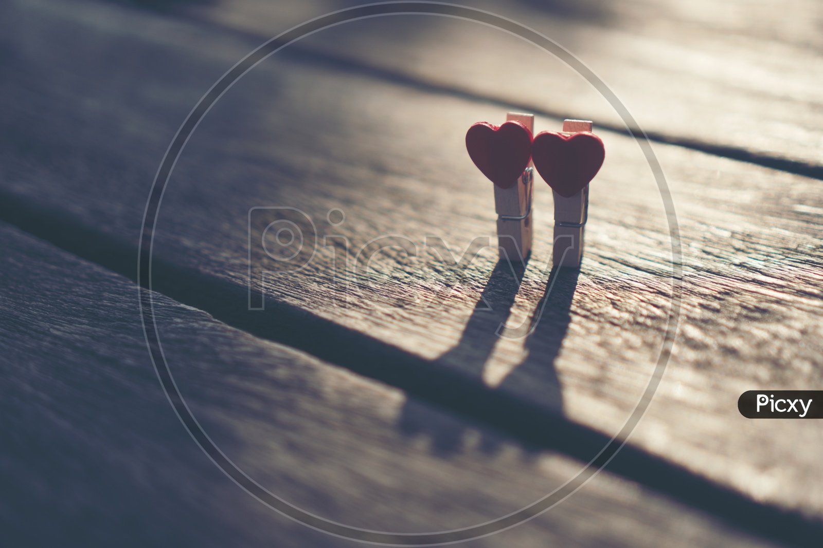 Valentine's Day  Love Concept With Red Hearts over Wooden  Background And With Copy Space