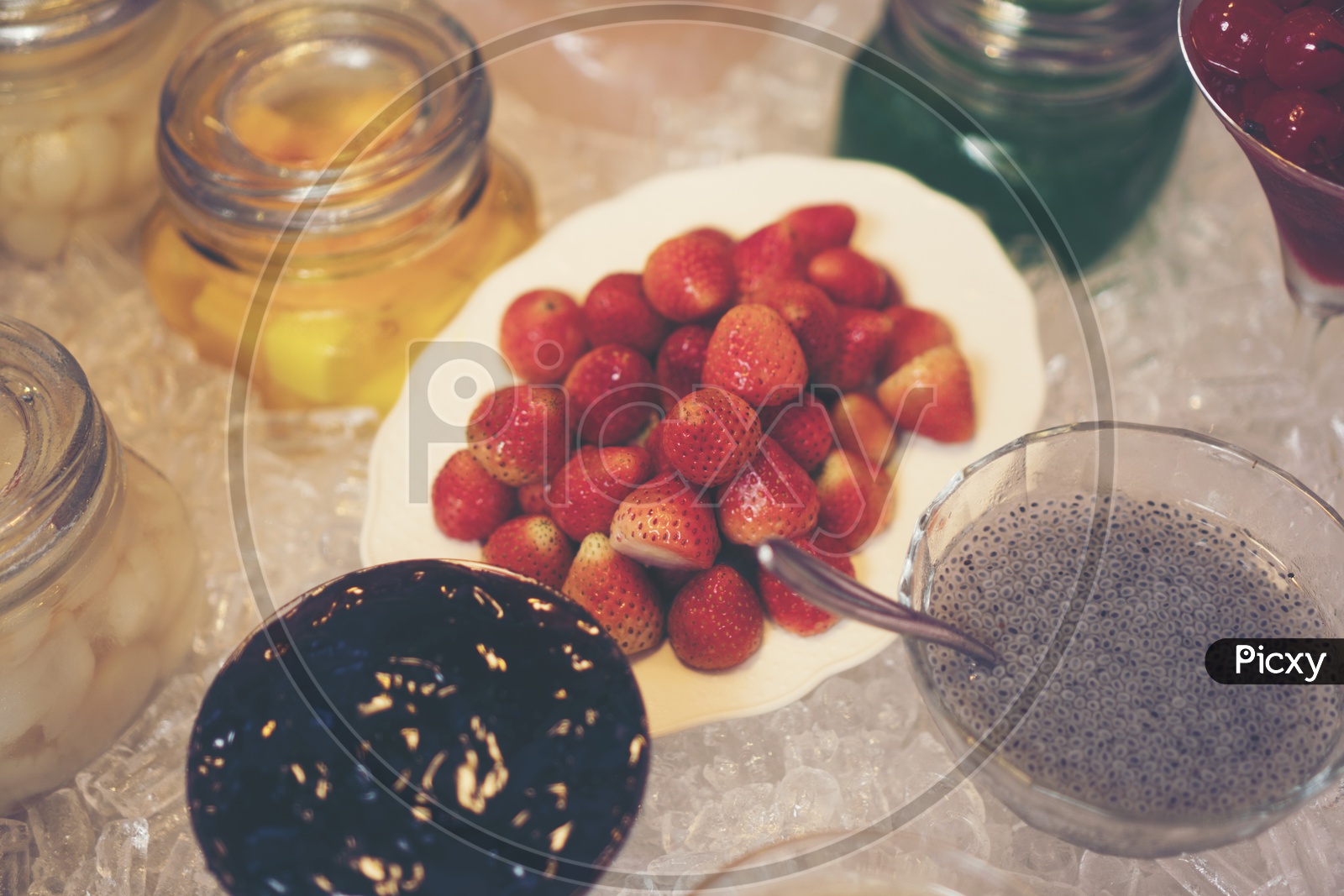 Strawberries, breakfast in the morning with healthy food