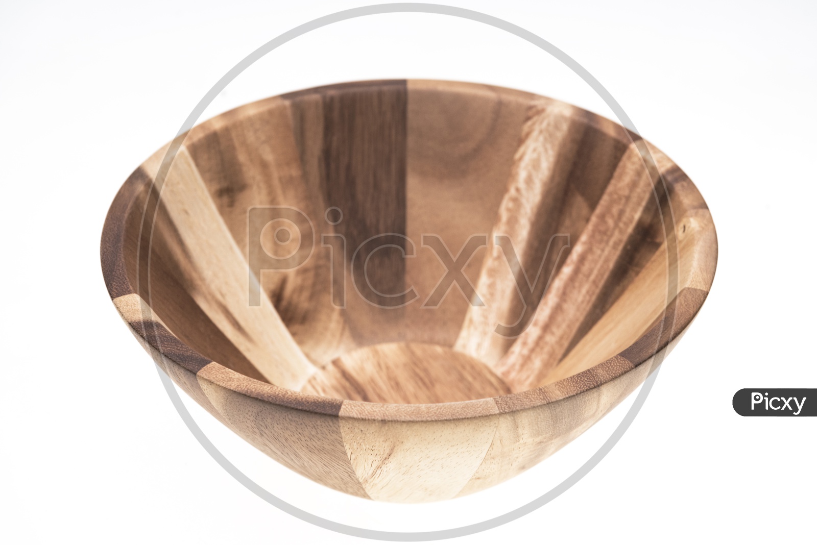 Wooden Bowls Or Food Containers  on an Isolated White Background