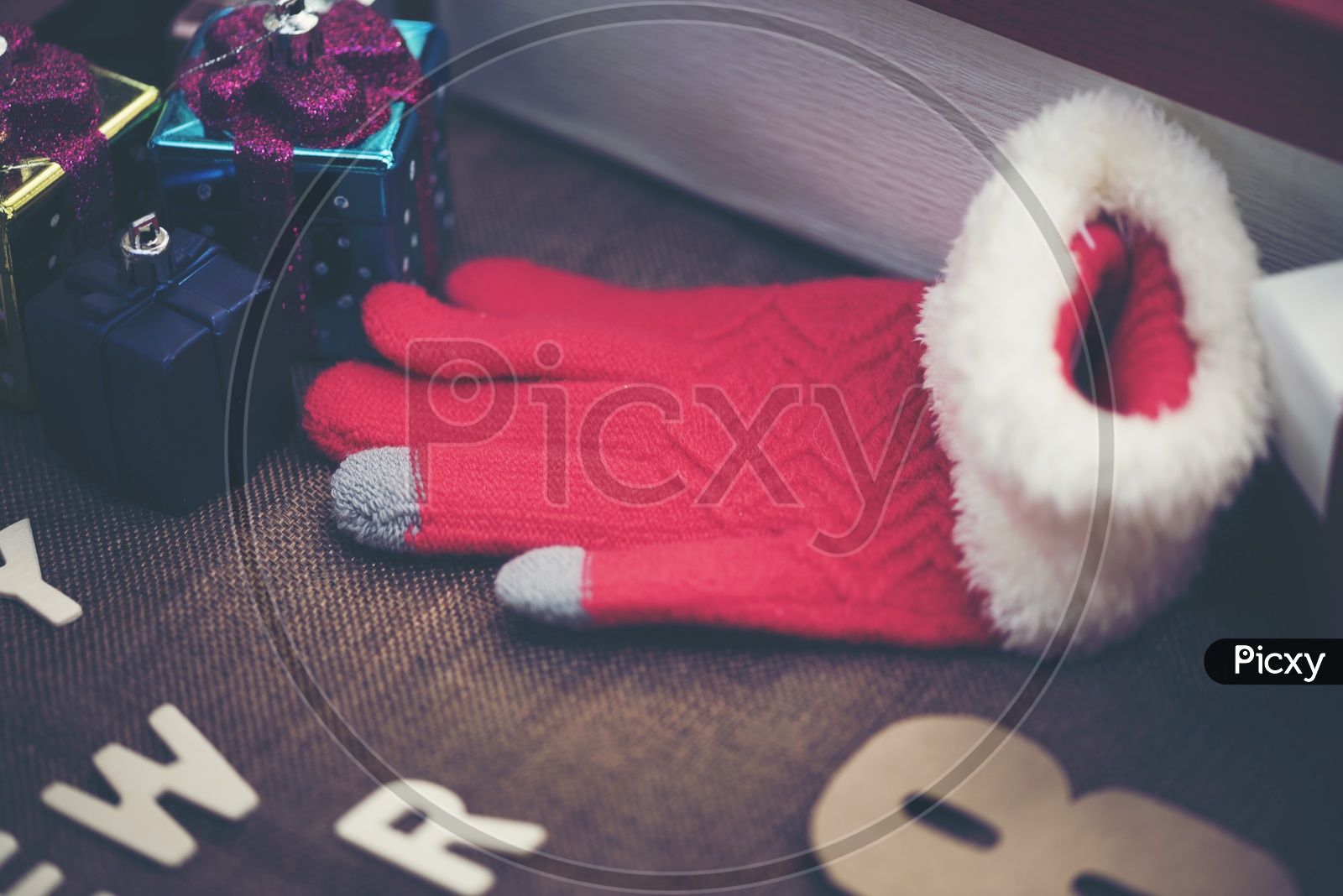 Christmas And New year Template With Santa Hat And Gifts