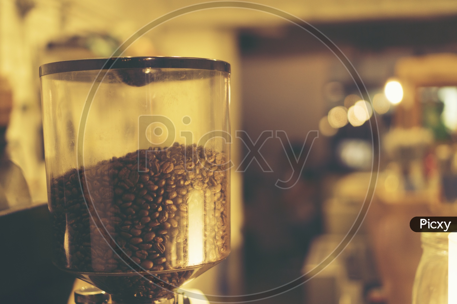 Coffee beans in coffee machine