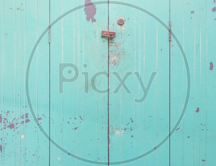 blue green texture background of old wooden door