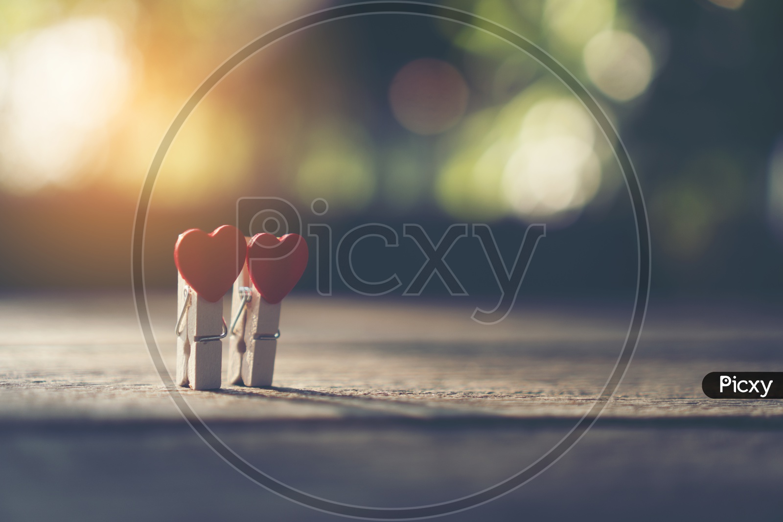 Valentine's Day  Love Concept With Red Hearts over Wooden  Background And With Copy Space