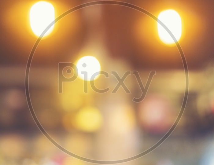 Abstract blur and defocused lobby of hotel interior with lights