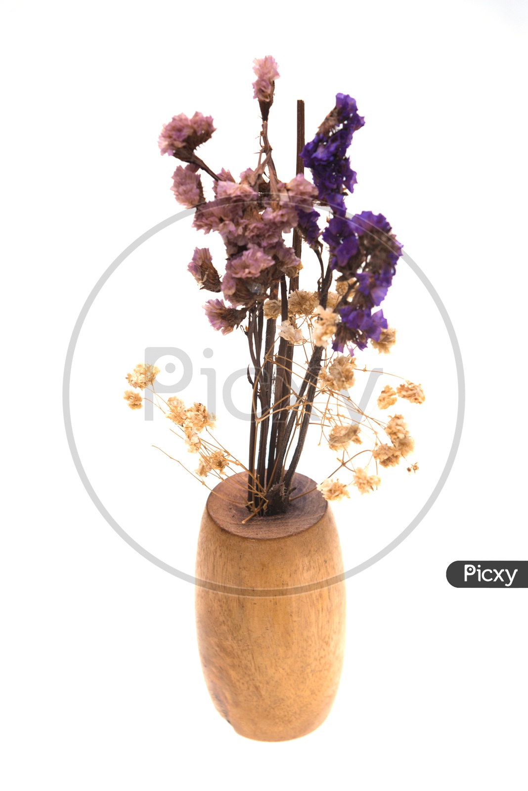 Summer  Dried Vintage Flower In a Vase on Isolated White