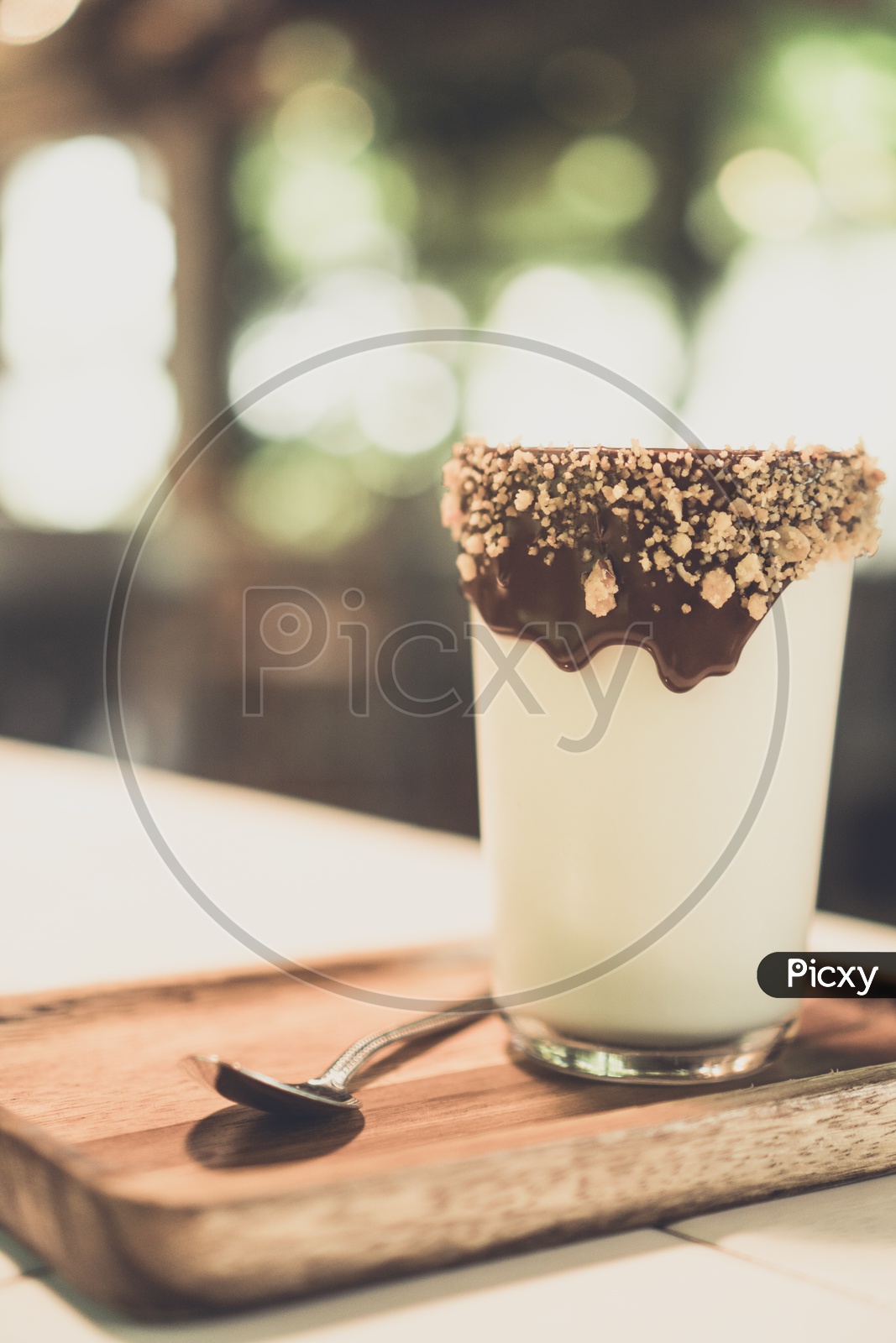 Side view of Fresh milk and chocolate, coffee cafe