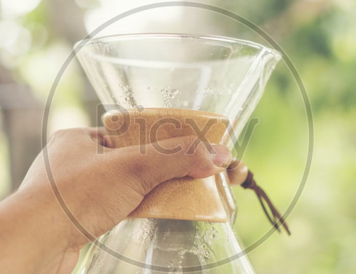 Drip Coffee Brew  Filter In a Cafe  or Coffee Maker In a Cafe