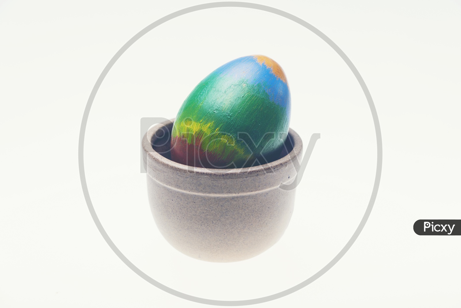 Colorful Handmade Easter Egg  on an Isolated white Background