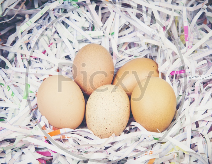 Bunch Of Eggs Closeup in a Basket