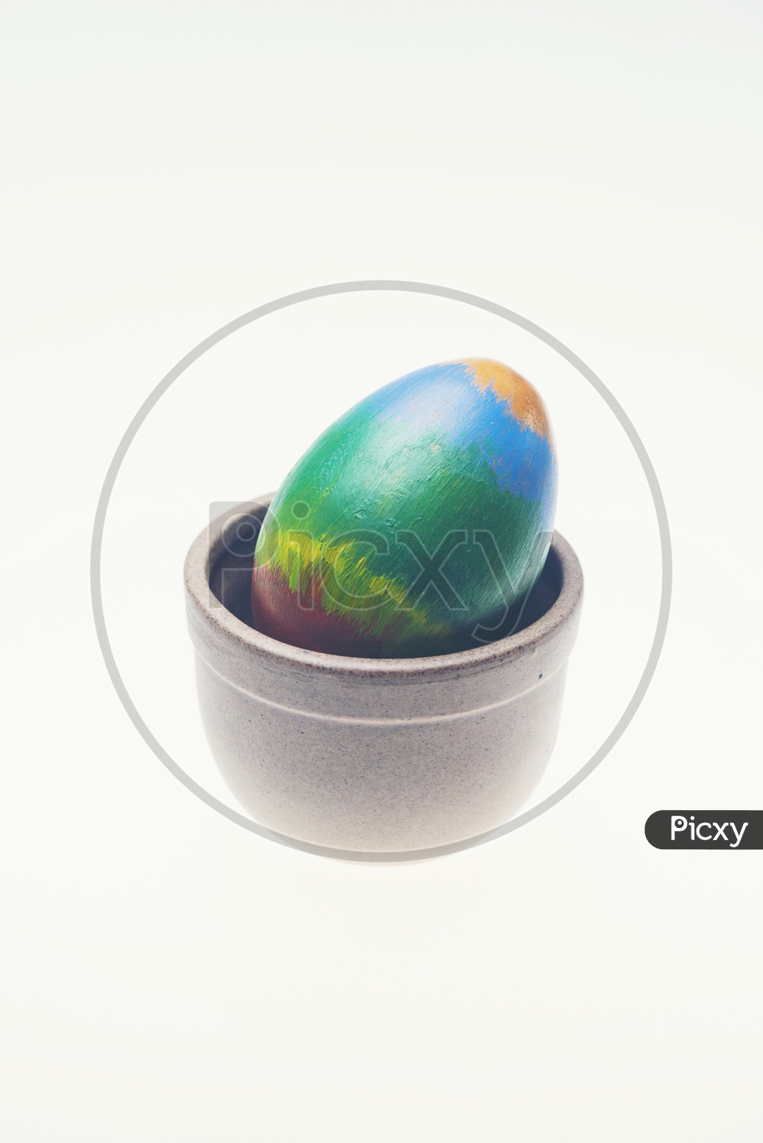 Colorful Handmade Easter Egg  on an Isolated white Background