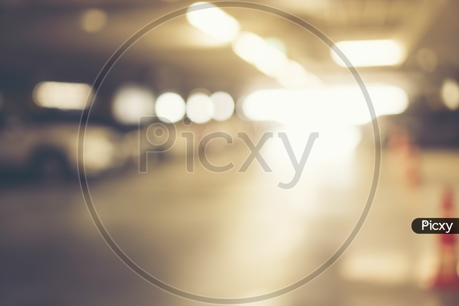Abstract blur car parking lot for background, vintage filter image