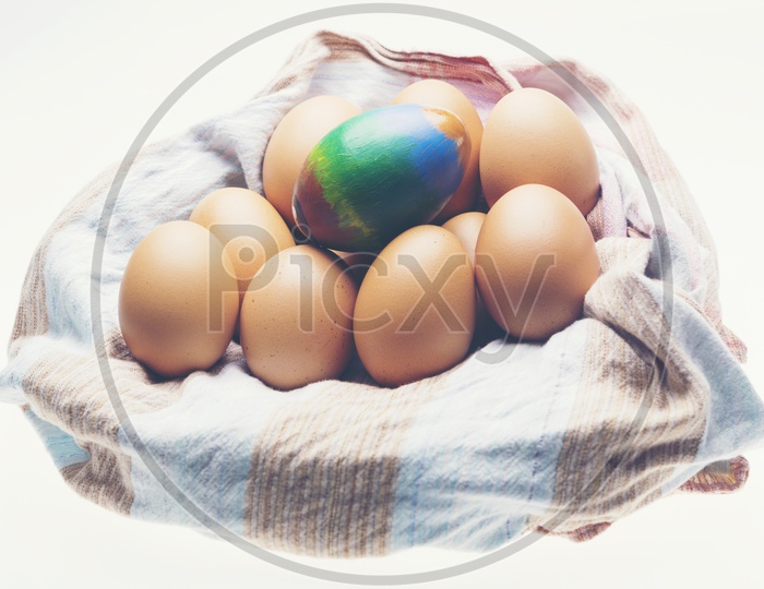 Colourful Handmade eater Eggs Bunch On an Isolated White Background