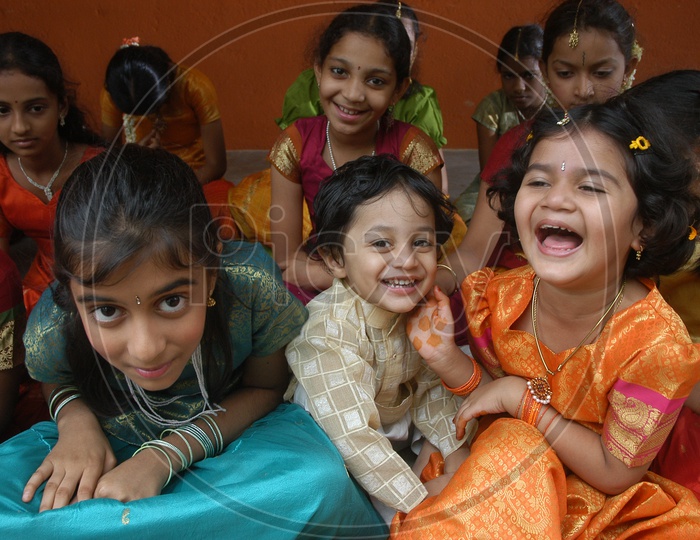 Indian little girls laughing