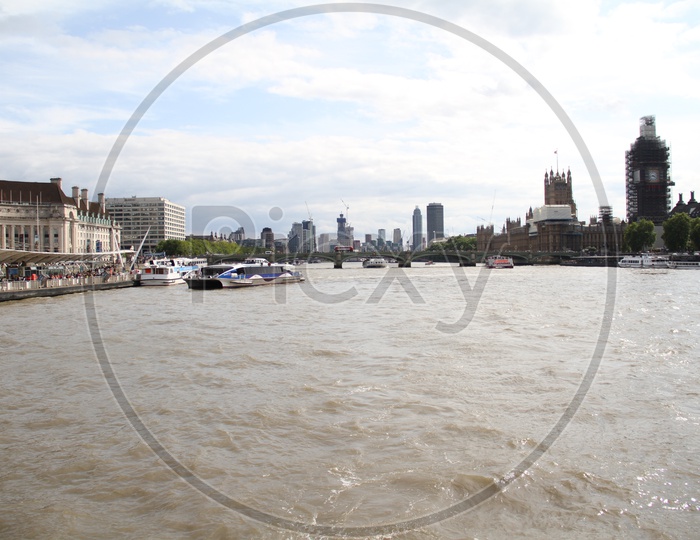 Thames River with London Cityscape