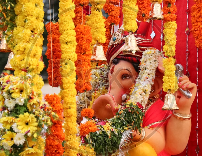 Lord Ganesh In Procession On Visarjan Day