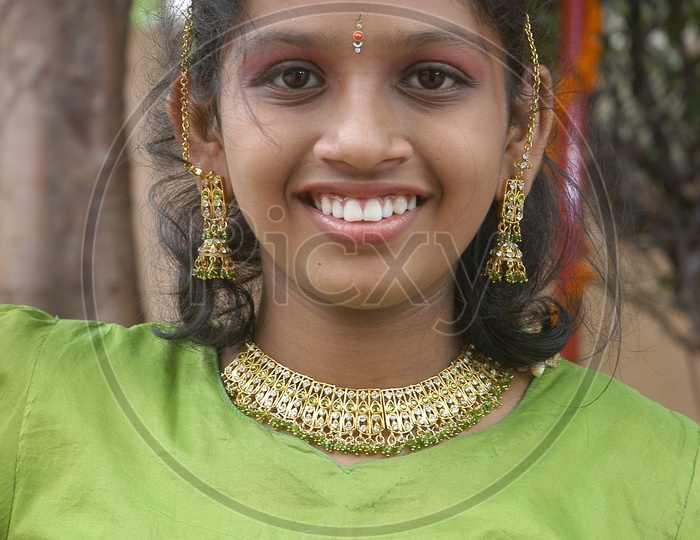 Indian young girl wearing jewellery