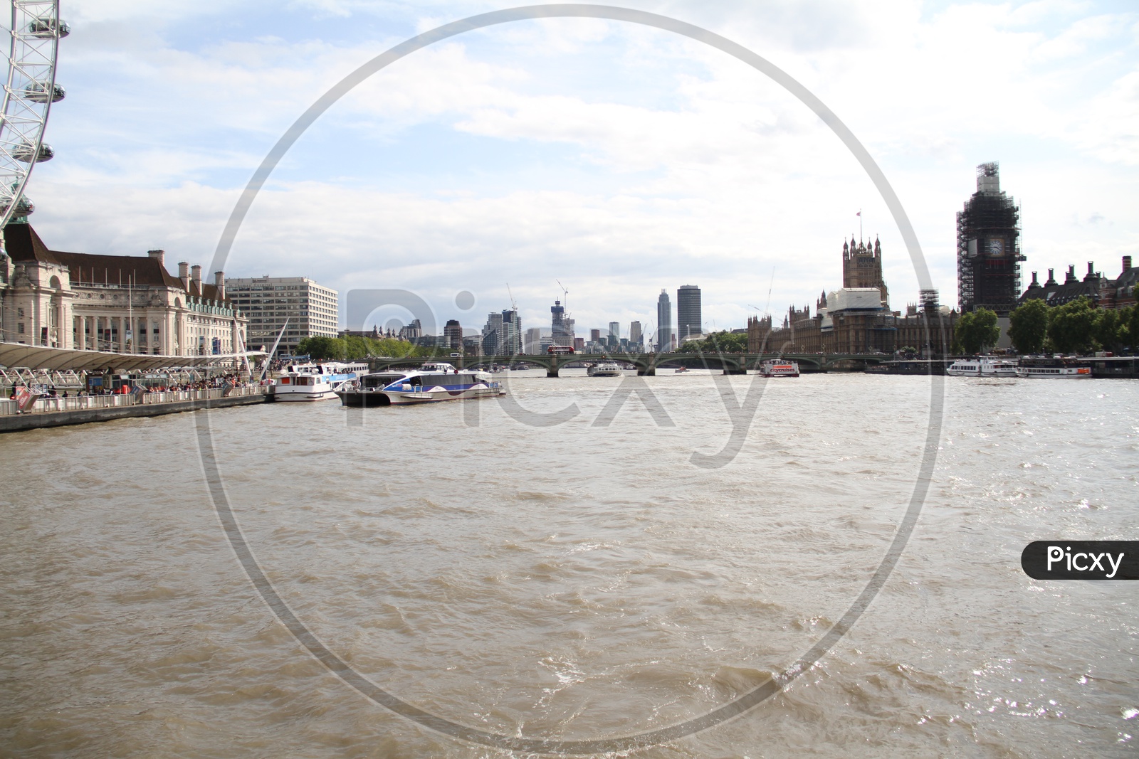 Thames River with London Cityscape