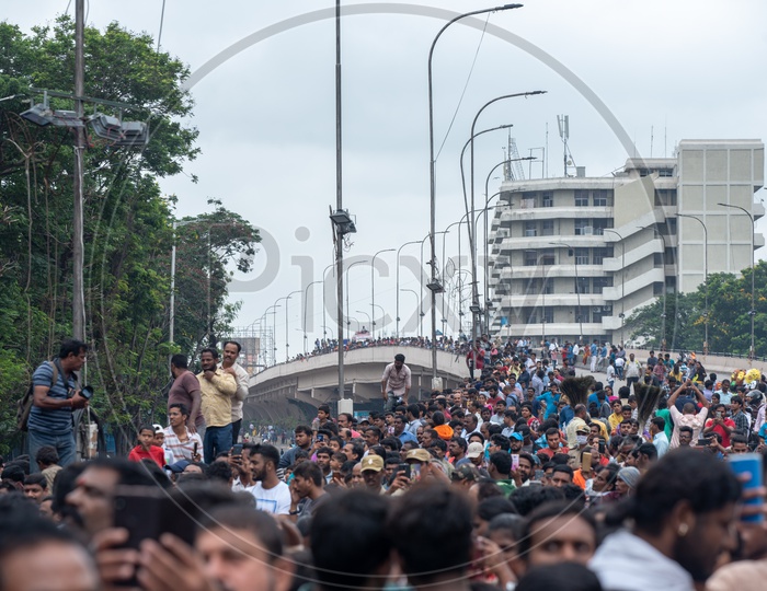 Sri Dwadashaditya Maha Ganapathi also  known as  Khairatabad Bada Ganesh procession before immersing the idol in Hussain Sagar,Hyderabad 2019