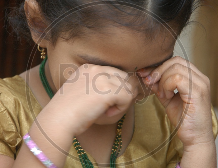 Indian little girl crying