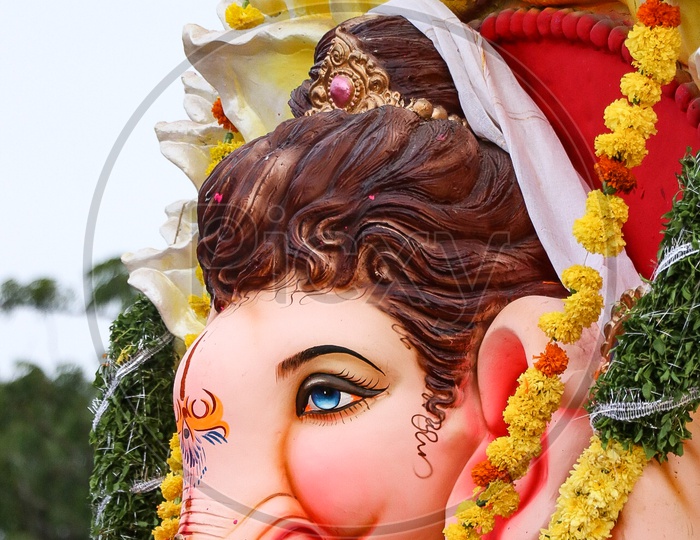Ganesh Idols Closeup While Procession