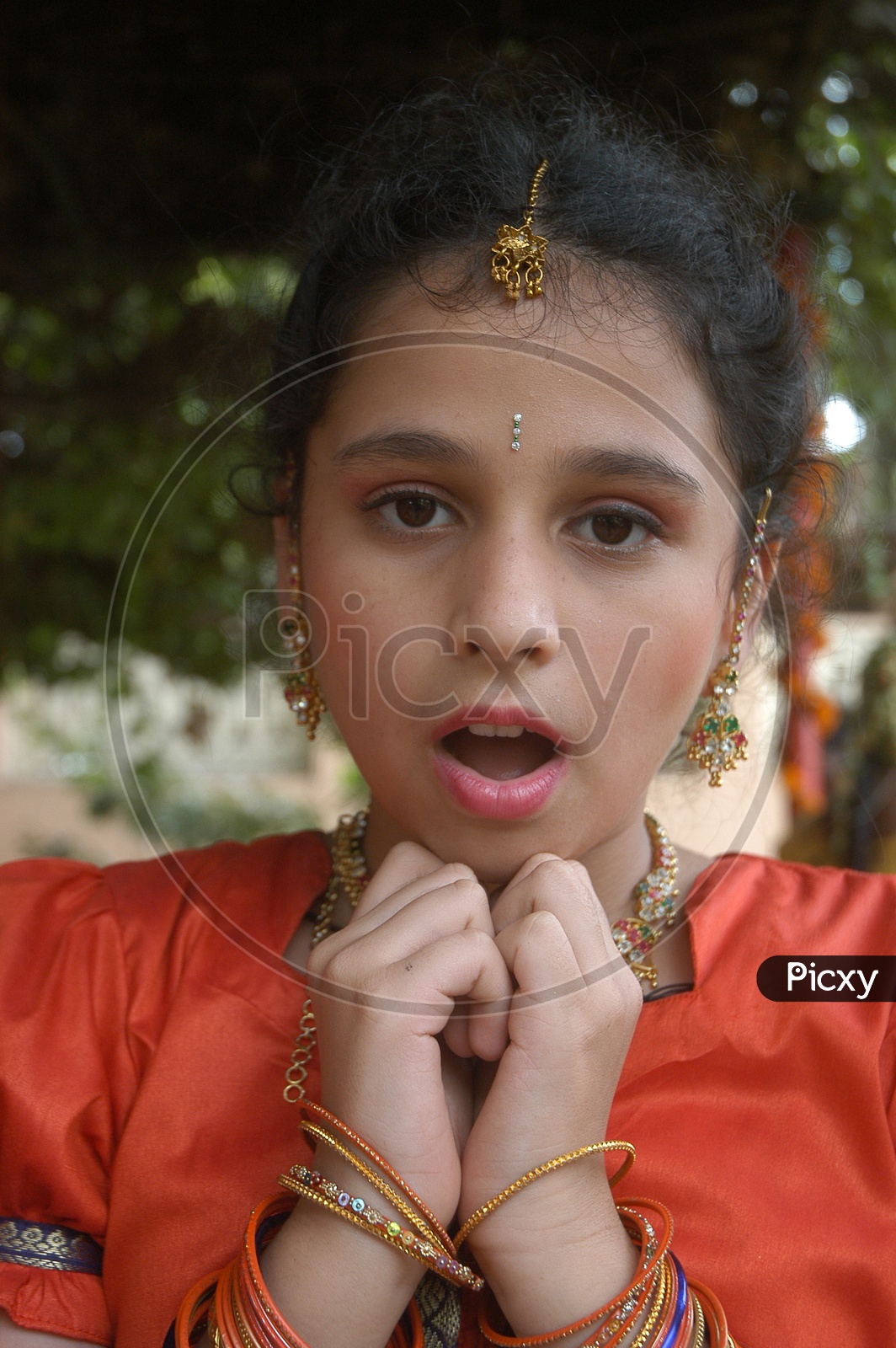 Indian traditonal girl with a surprised face