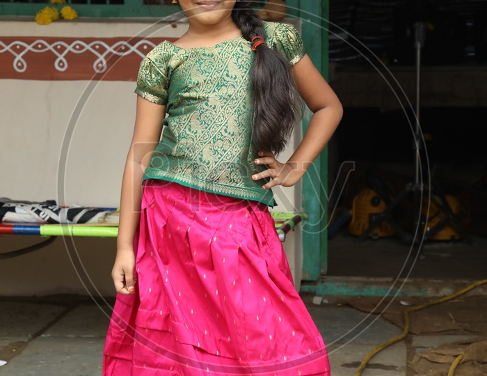 Indian little girl wearing traditional dress