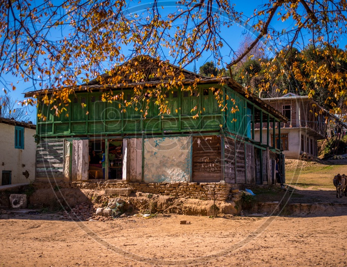 A Wooden House in Rural Indian Village