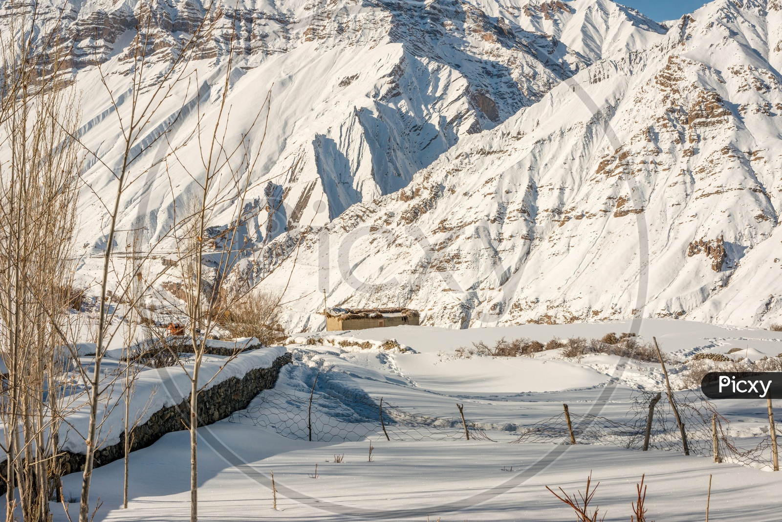 Snowy Himalayan Mountain Range in Winter