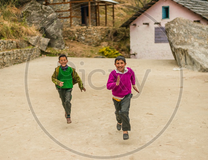 Indian Kids Playing and running on Street