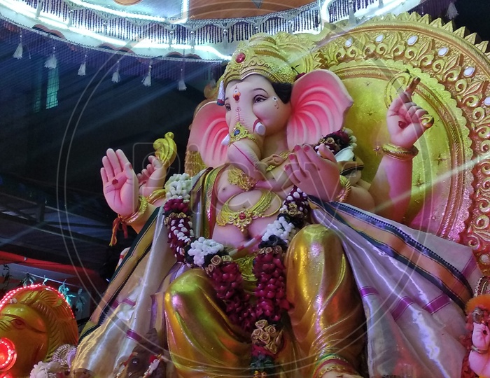Ganesh Idols In Mandapas During  Ganesh Chathurdhi Festival