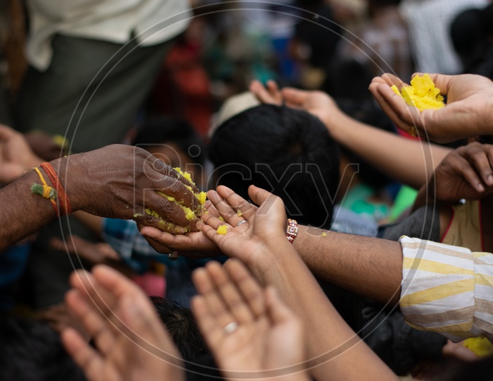 Volunteers Distributing Prasadam to Devotees at Khairatabad Ganesha Temple