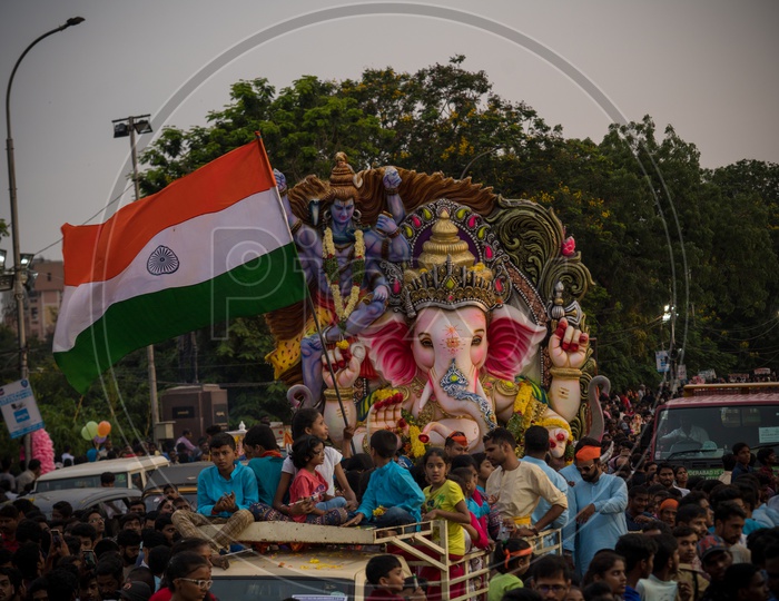 Indian Flag with Ganesh.