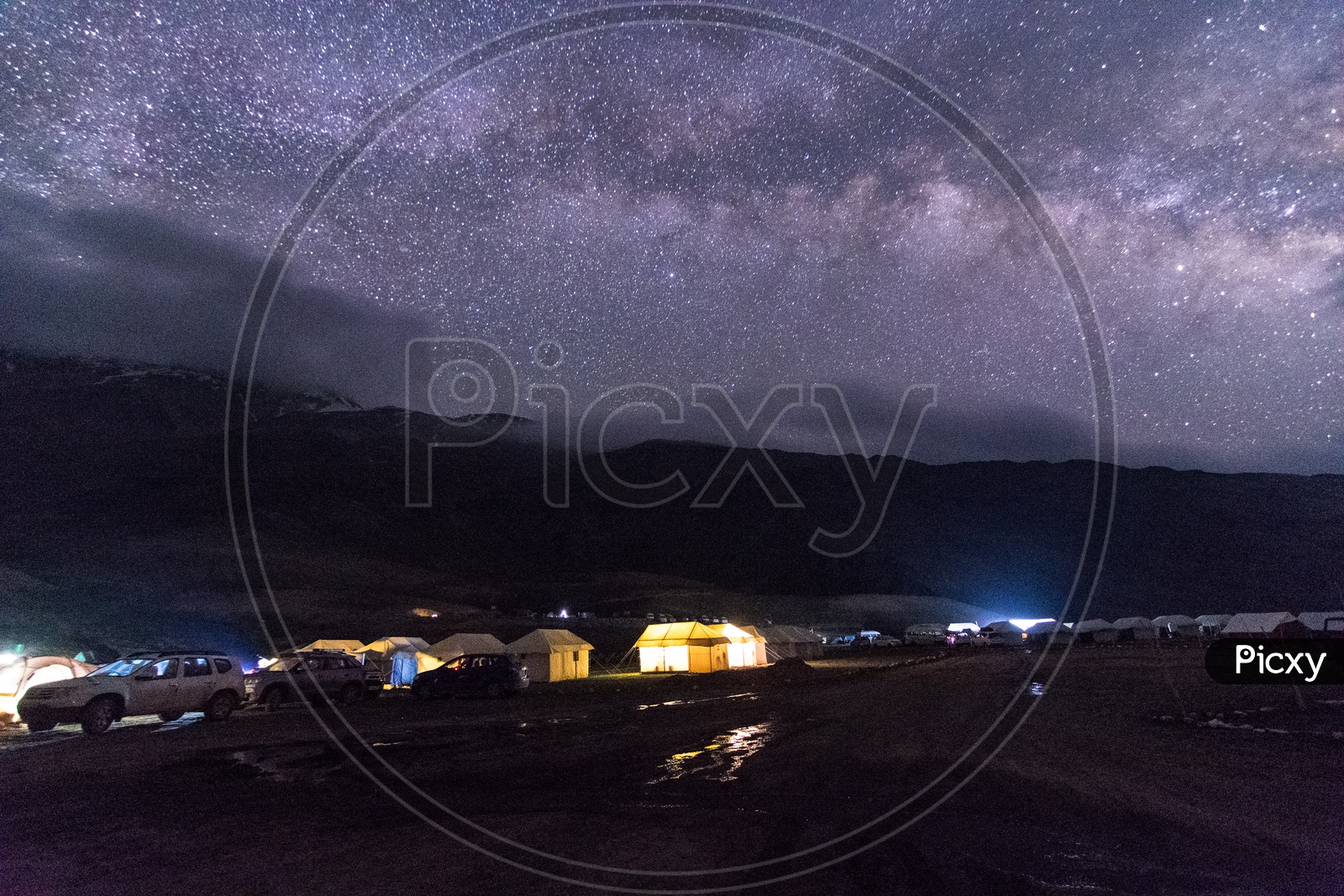 Camping under the milky way sky