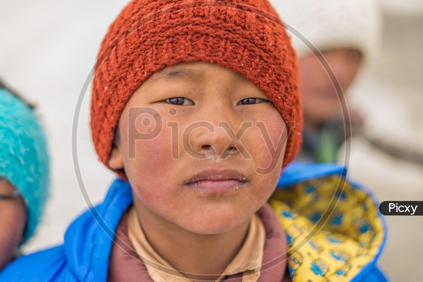 Portrait of Indian Boy with Handmade Cap