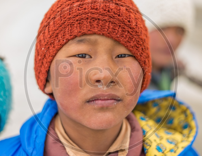 Portrait of Indian Boy with Handmade Cap