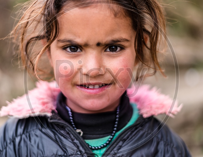 Portrait of Himalayan Girl on the Street