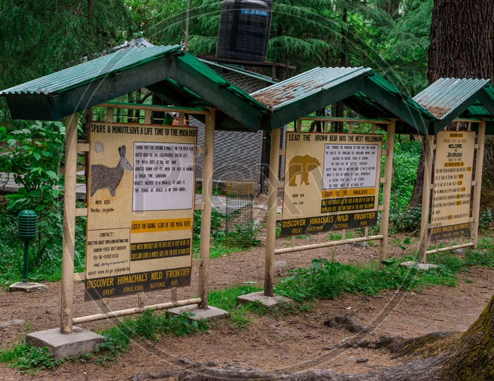 Signboard in van vihar national park at Manali
