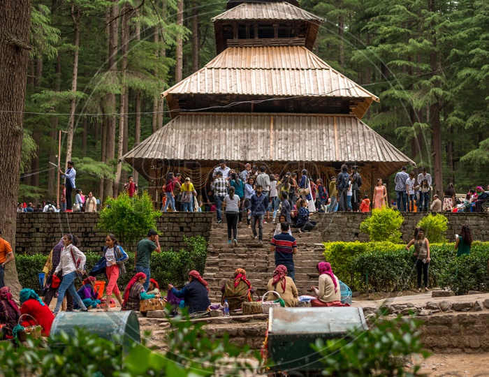 Tourists at Hidimda Devi Temple in Manali