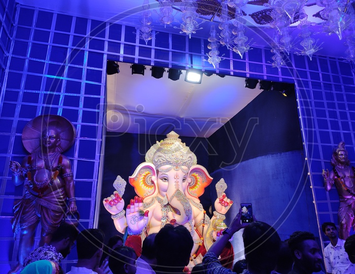 Lord Ganesha in Blue Light