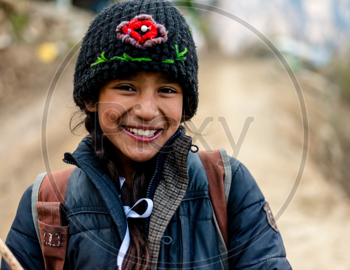 Portrait of a Himalayan Girl Smiling