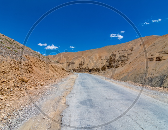 Landscape of Mountain road with blue sky